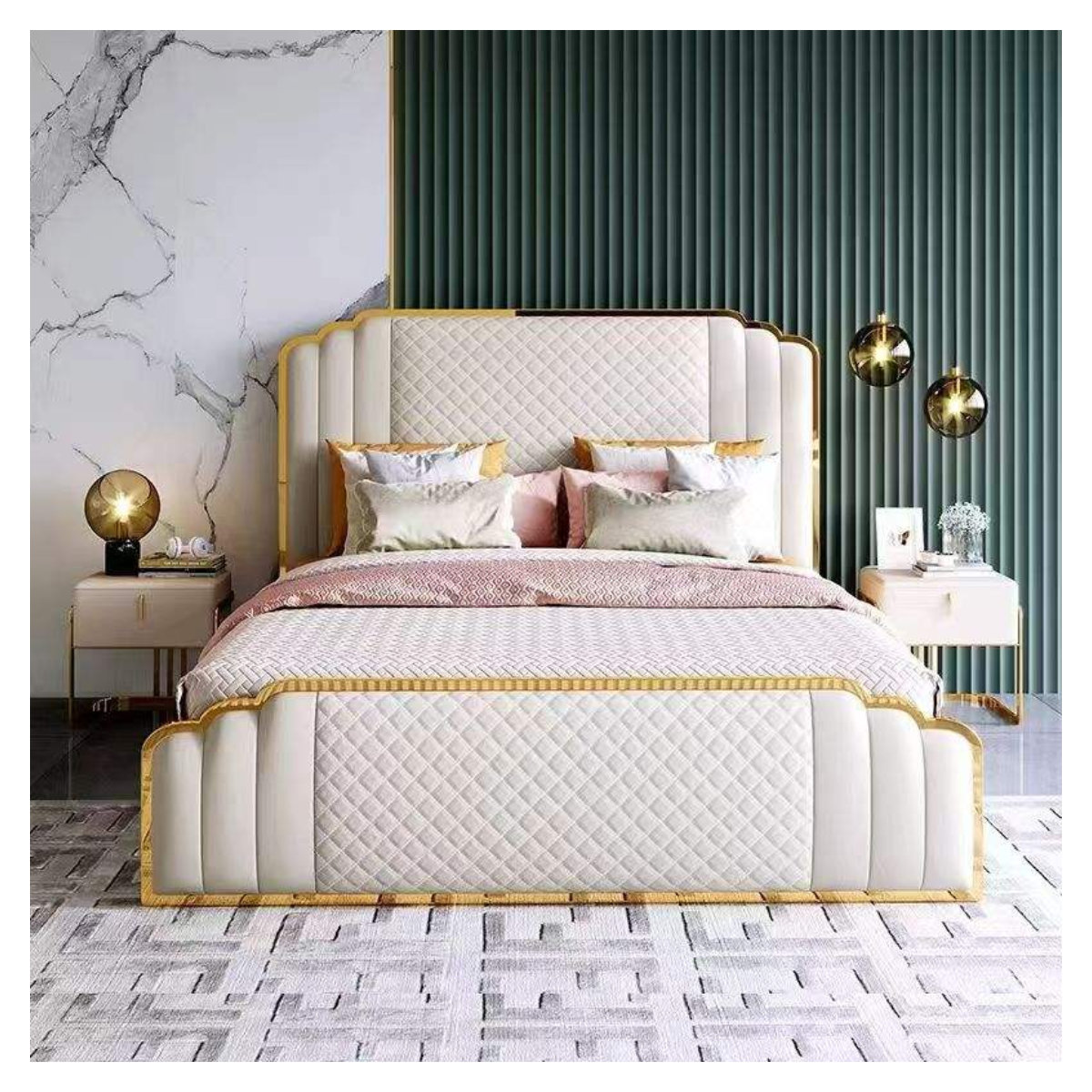 Aurelio Scalloped Gold Bed